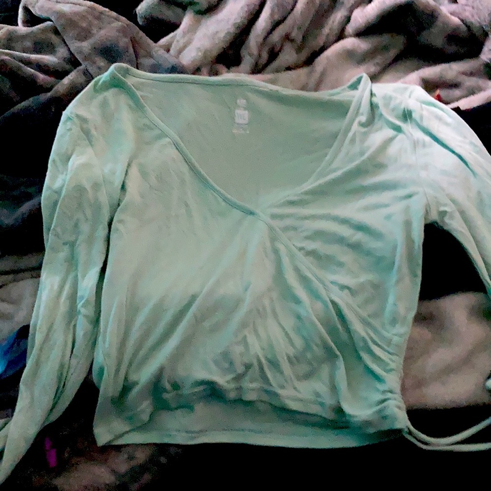 mint green, crop top:)